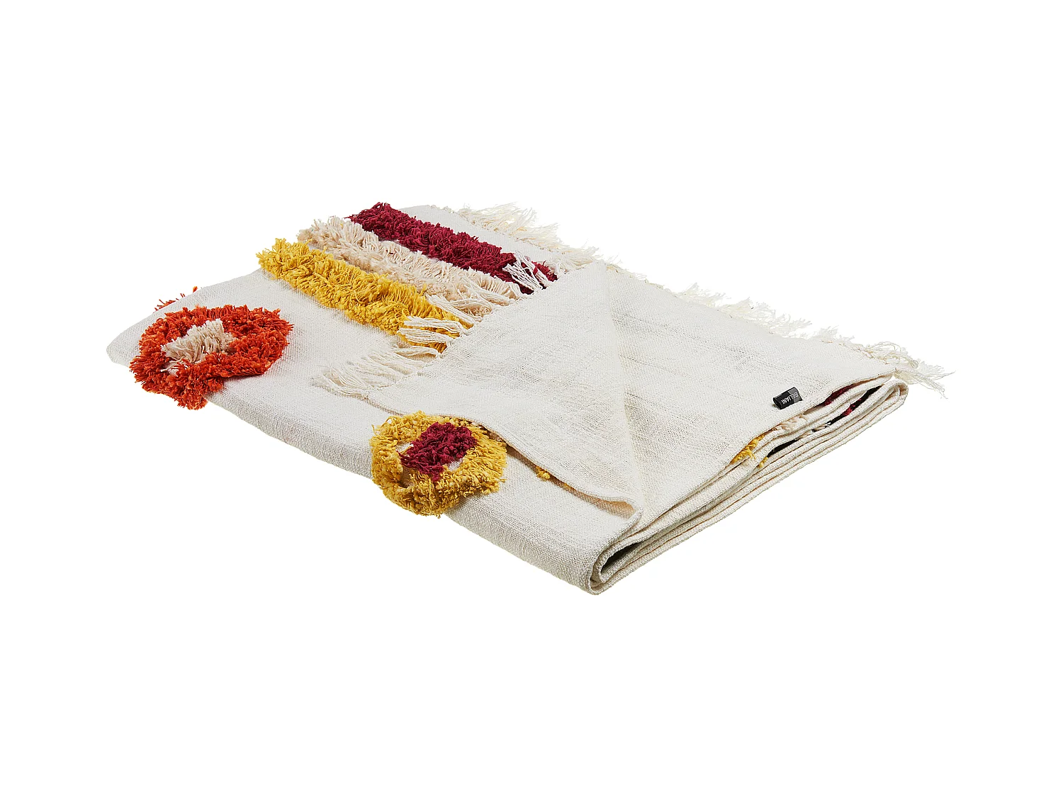 Deko Decke Baumwolle bunt/beige mit Quasten abstrakt 130x180 cm Amroha