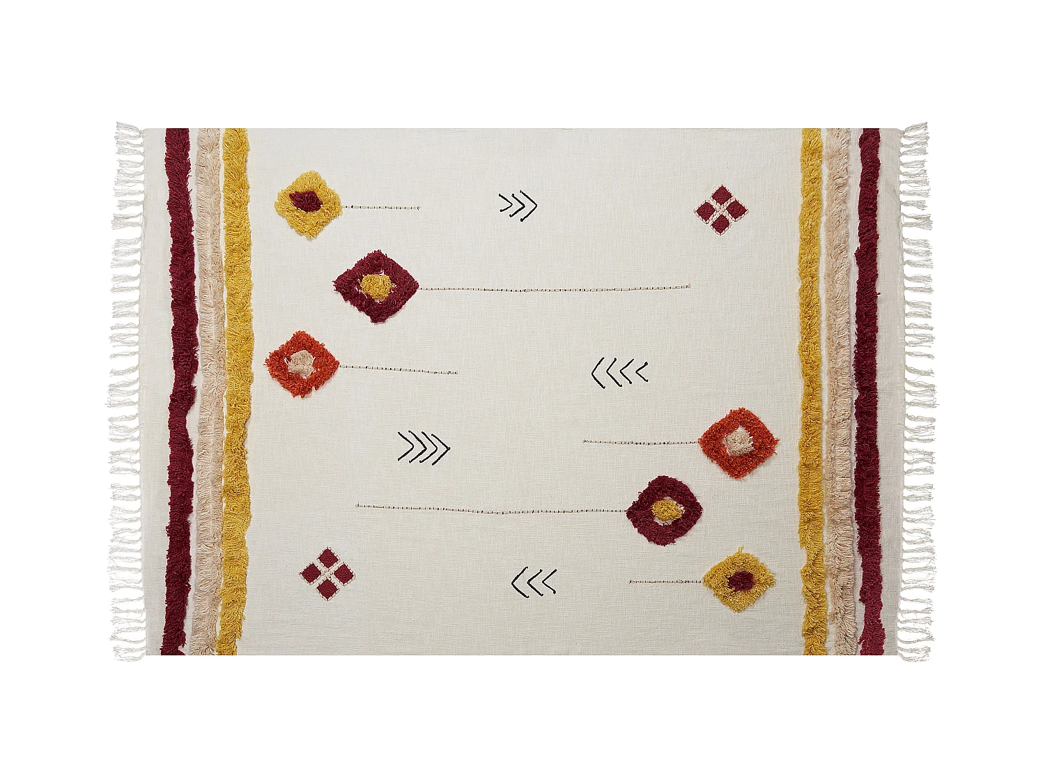 Deko Decke Baumwolle bunt/beige mit Quasten abstrakt 130x180 cm Amroha