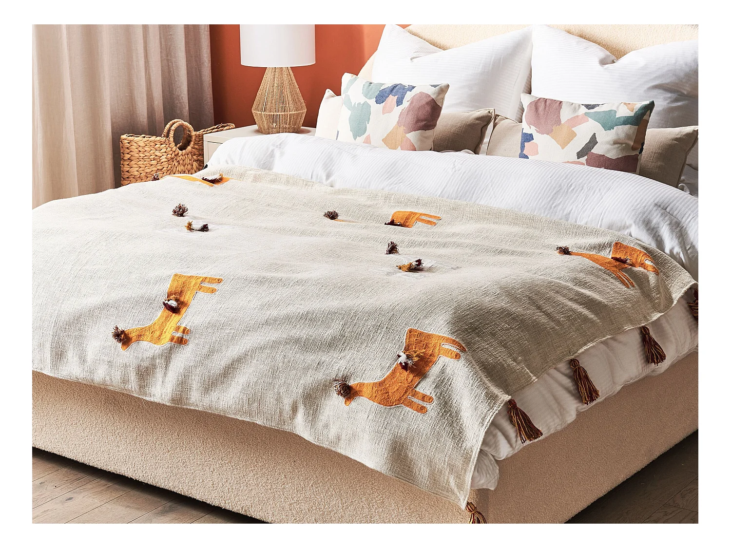 Koc KHANDWA Bawełna 130 x 180 cm Beżowy