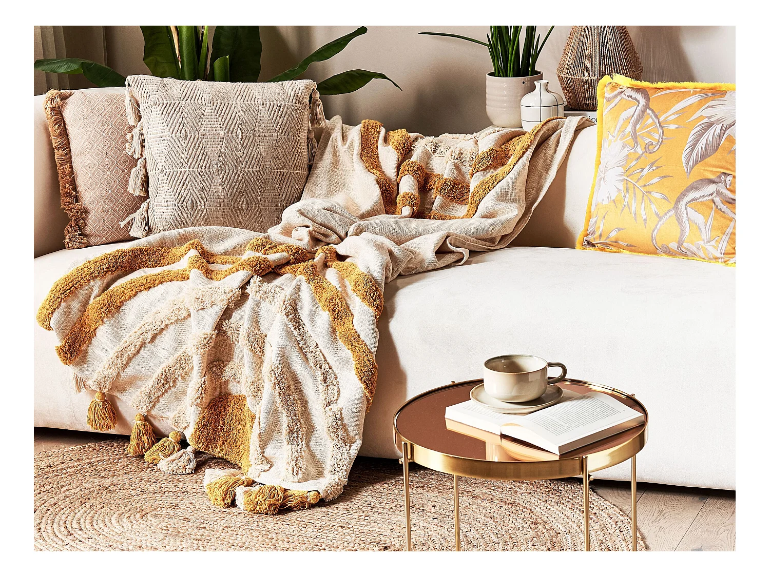 Plaid MATHURA Katoen 130 x 180 cm Beige