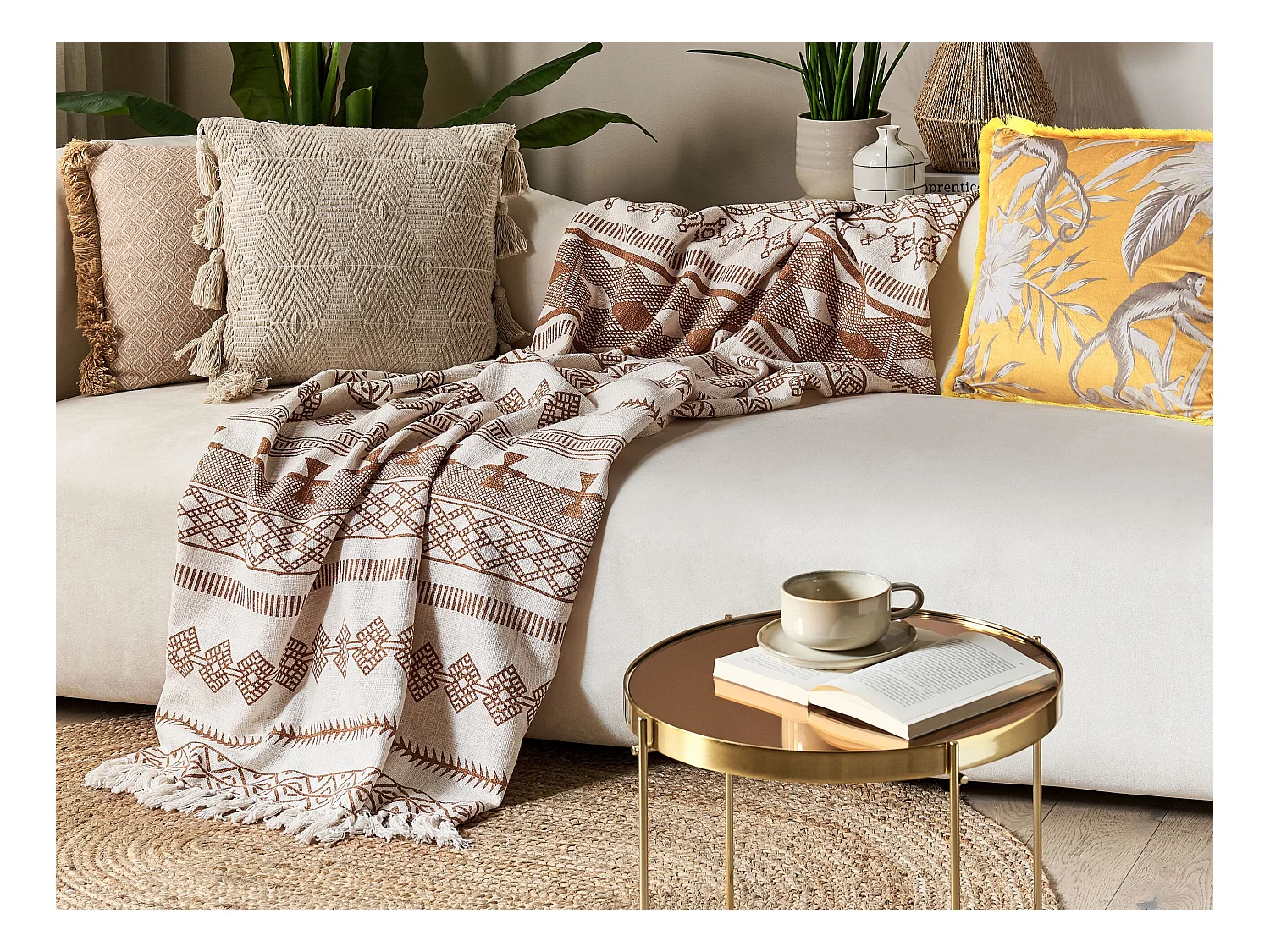 Koc JORHAT Bawełna 130 x 180 cm Beżowy