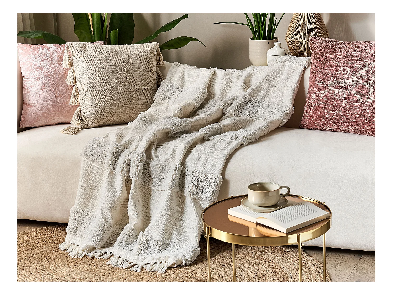 Plaid RAEBARELI Katoen 130 x 180 cm Wit