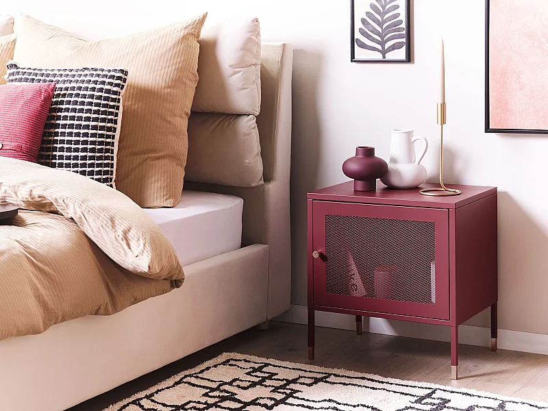 Table de chevet OSSETT Métal Rouge foncé