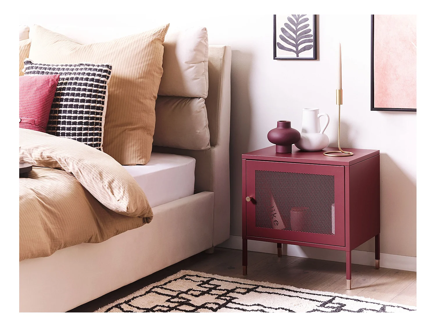 Table de chevet OSSETT Métal Rouge foncé