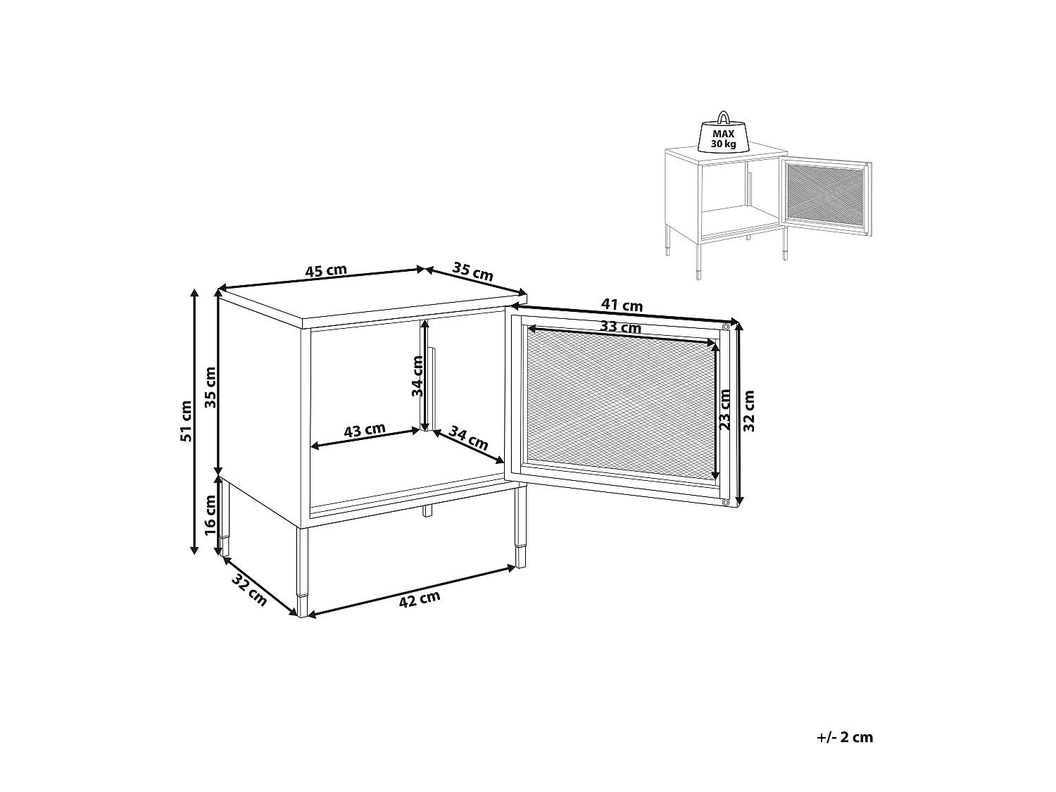 Table de chevet OSSETT Métal Rouge foncé