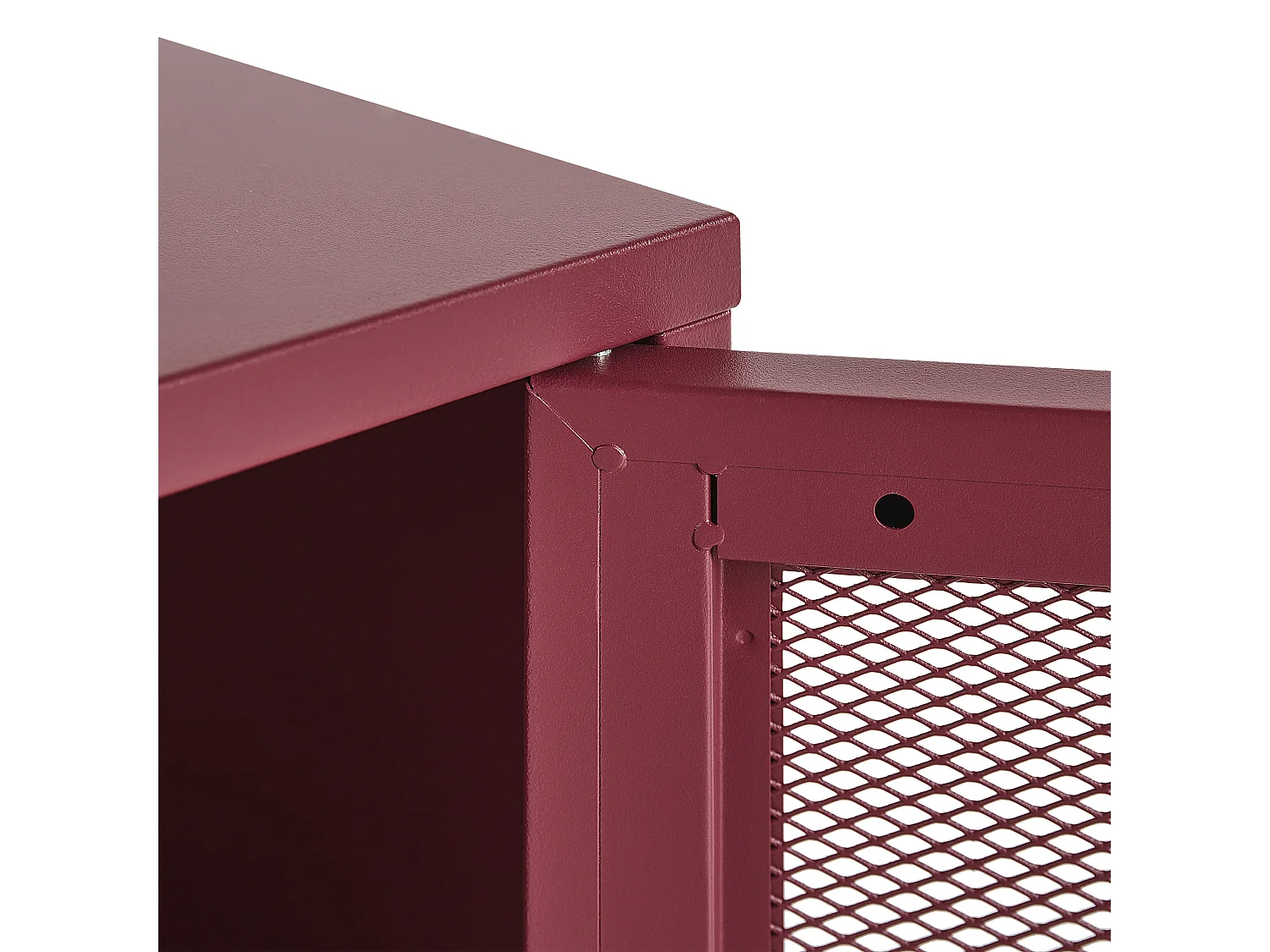 Nachttisch Metall rot mit Gittertür rechteckig 45 x 35 x 51 cm Industrie Ossett