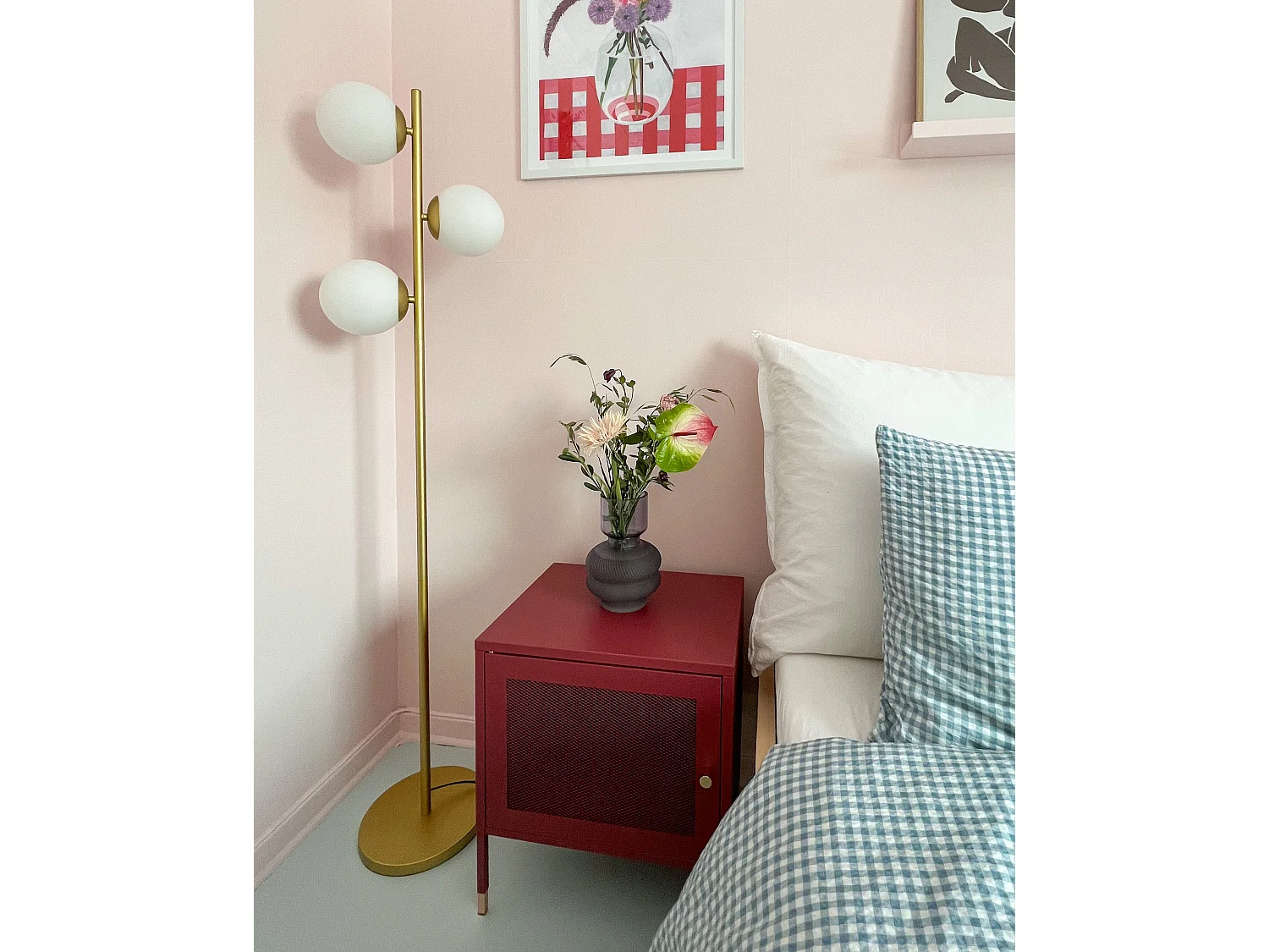 Table de chevet OSSETT Métal Rouge foncé