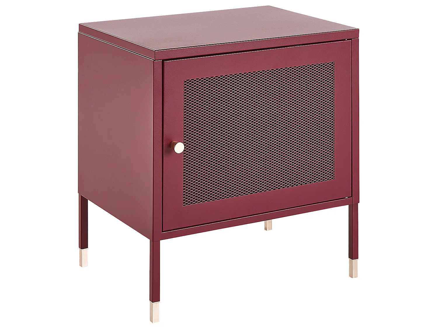 Bedside Table OSSETT Metal Dark Red