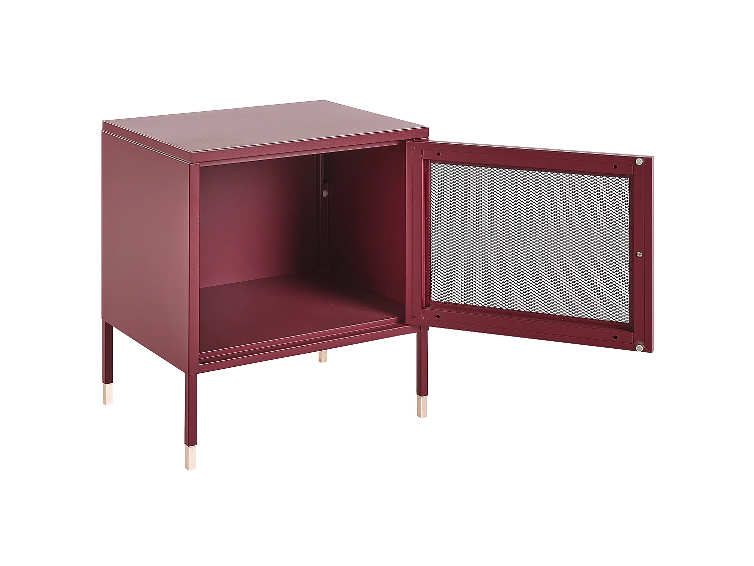 Bedside Table OSSETT Metal Dark Red