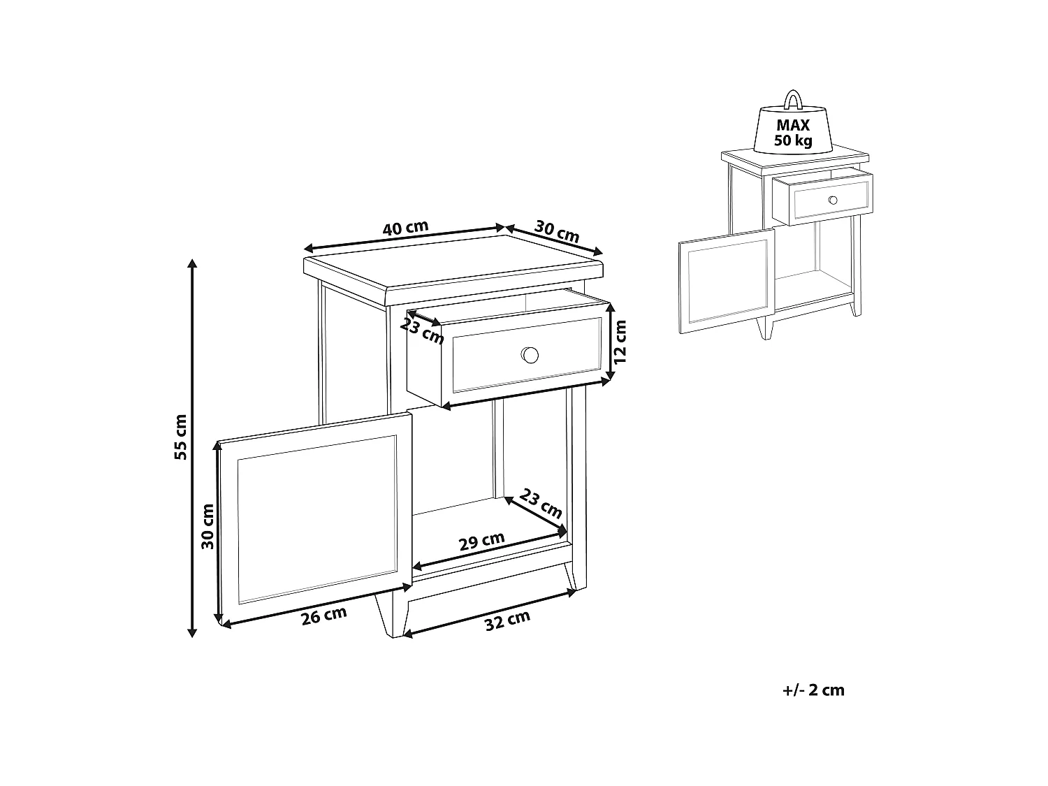 Nachtkastje met 1 lade LAYOLA Wit