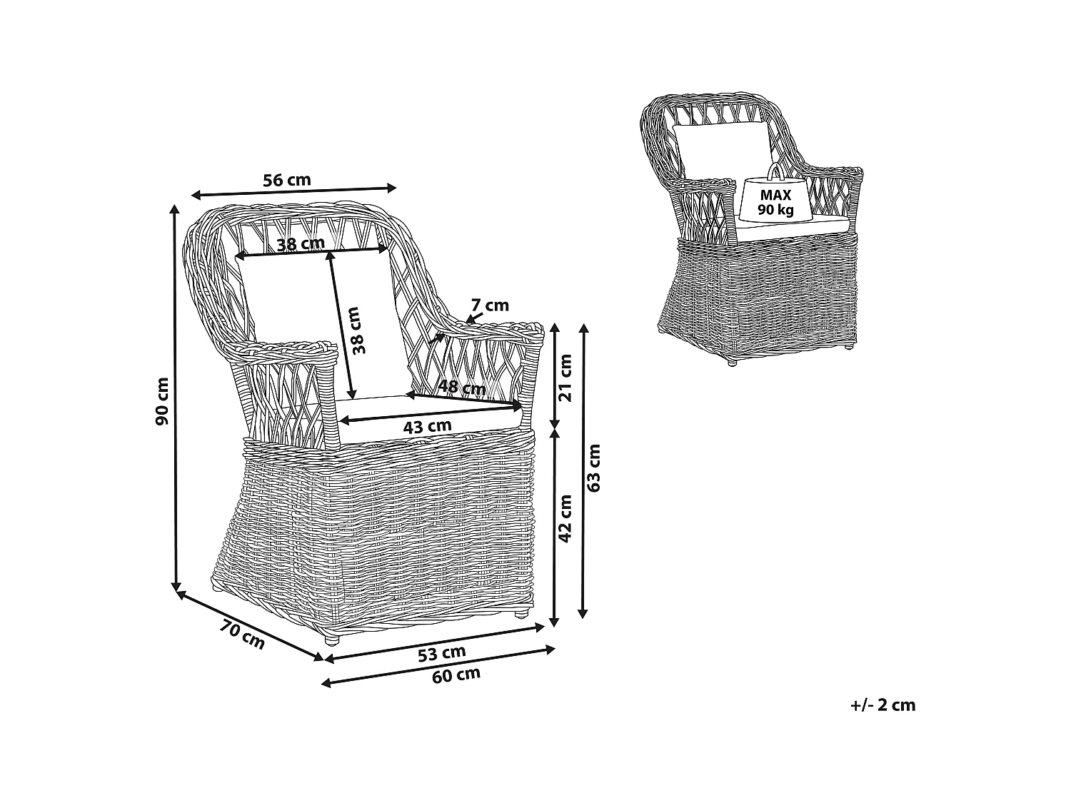 Gartensessel MAROS Rattan Naturfarben