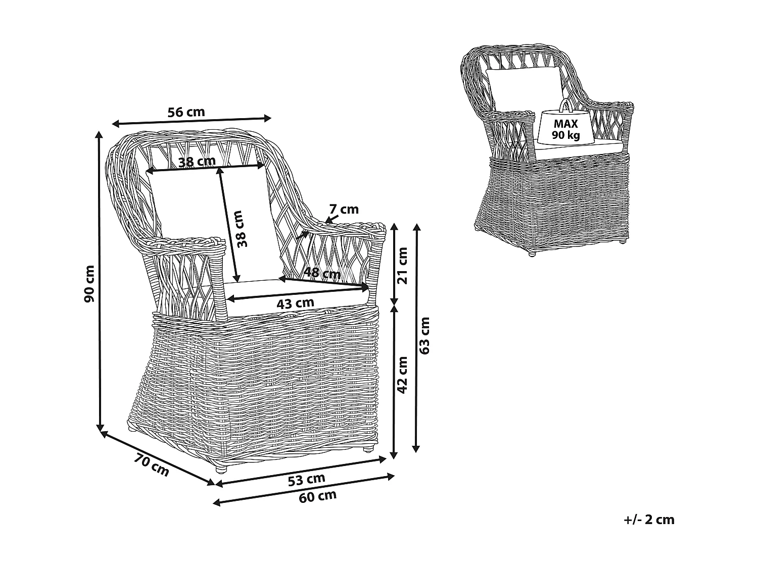 Fauteuil de jardin MAROS Rotin Naturel