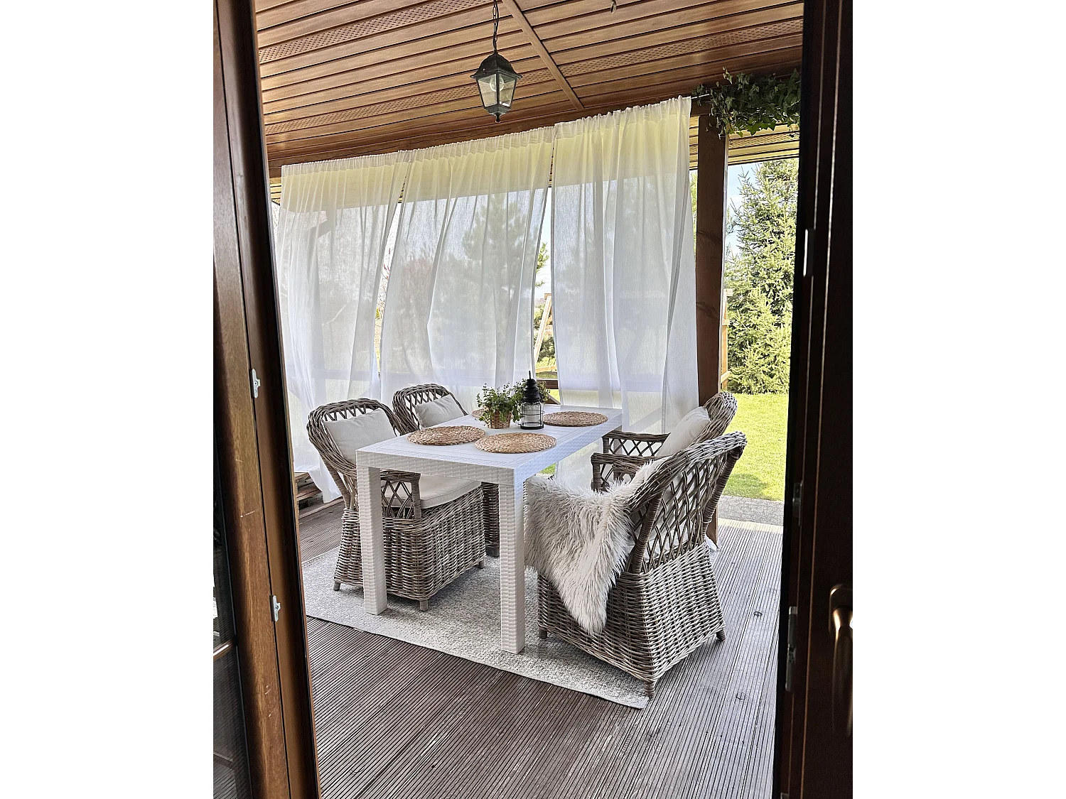 Gartensessel 2er Set mit Auflagen MAROS Rattan Naturfarben