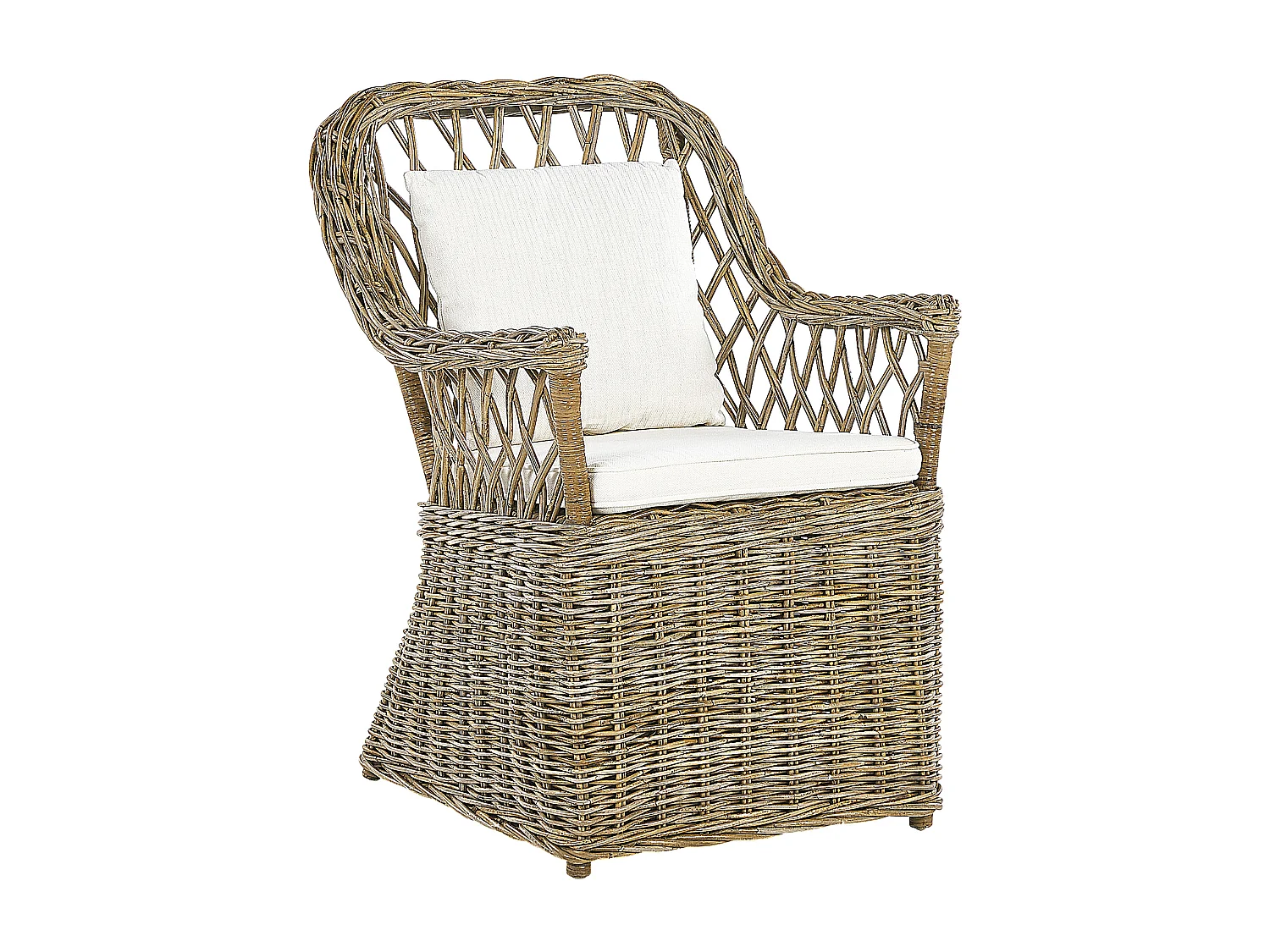 Lot de 2 fauteuils de jardin avec coussins MAROS Rotin Naturel