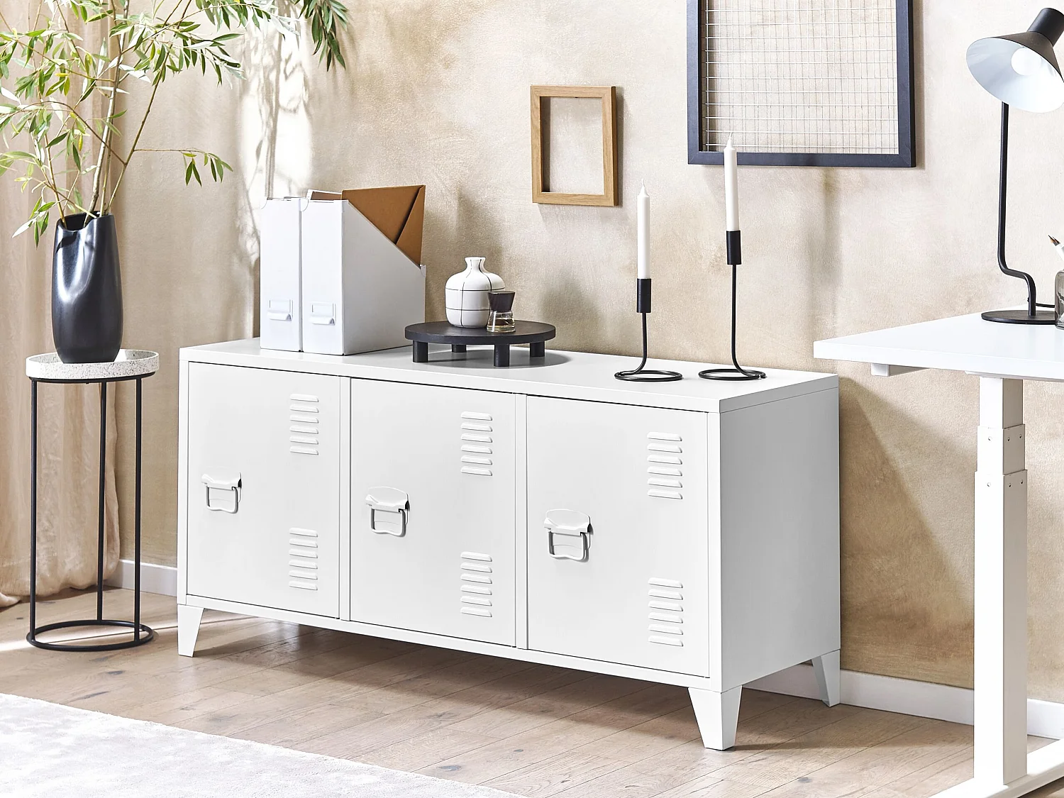 Commode à 3 portes en acier blanc CARDIFF