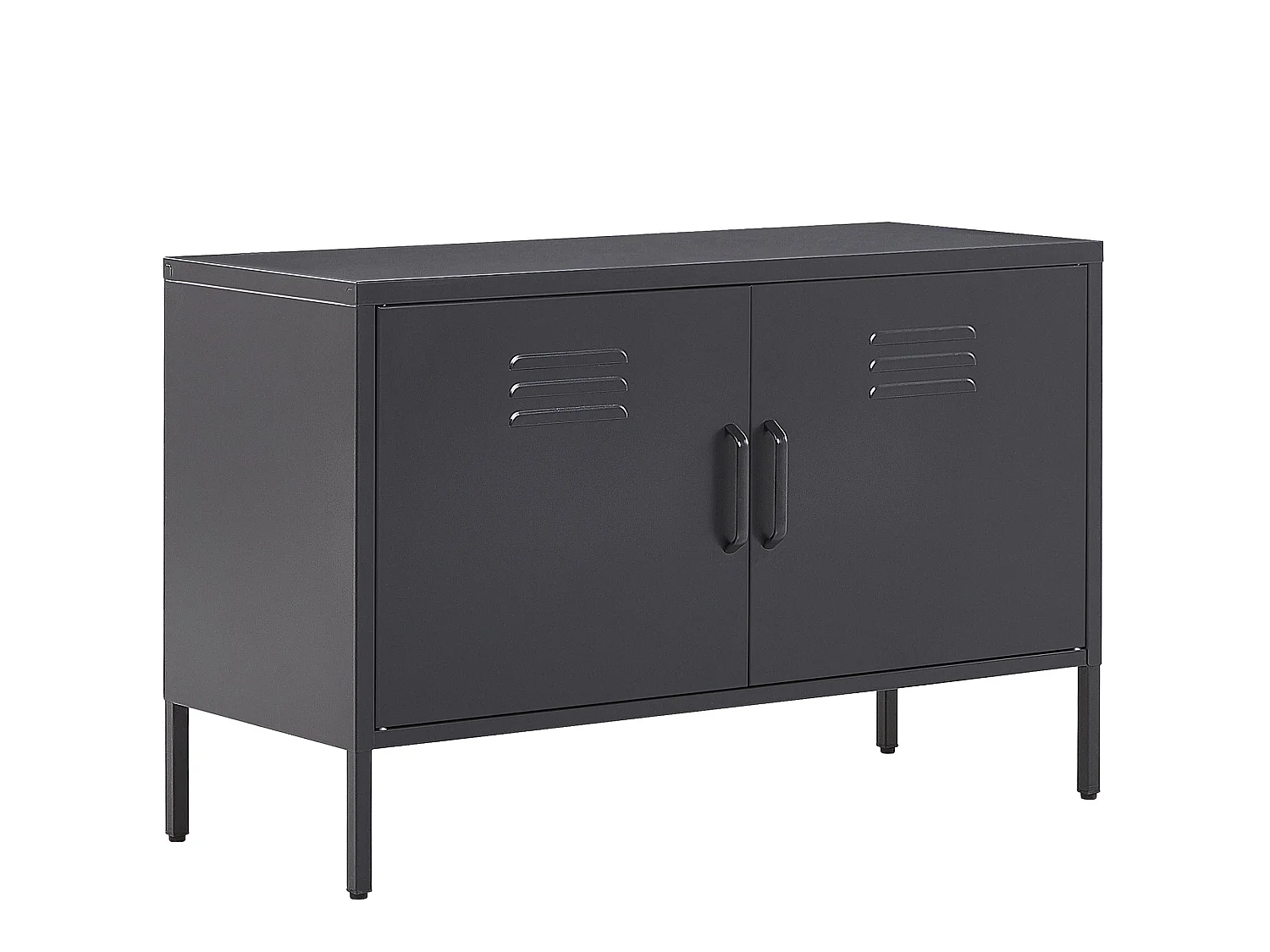 Sideboard 2 Türen 2 Griffe Stahl schwarz herausnehmbarer Regalboden Uria