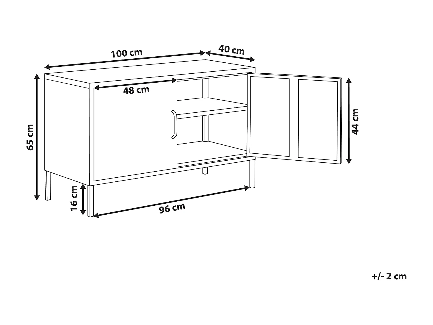 Sideboard 2 Türen 2 Griffe Stahl schwarz herausnehmbarer Regalboden Uria