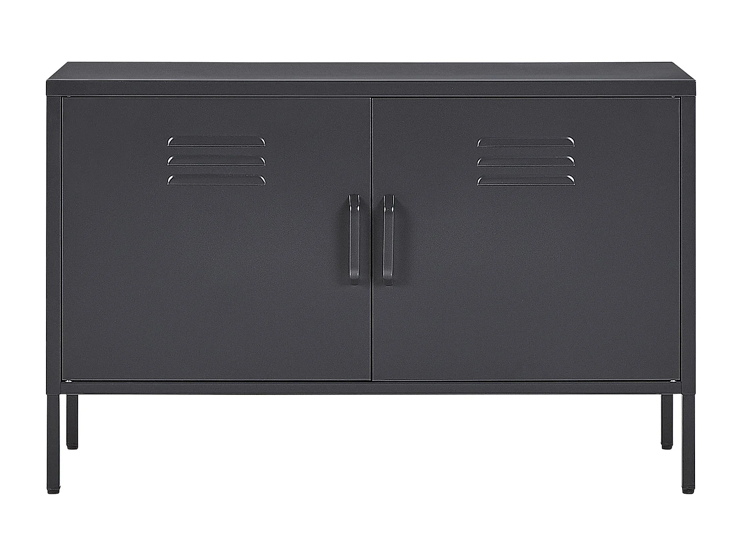 Sideboard 2 Türen 2 Griffe Stahl schwarz herausnehmbarer Regalboden Uria
