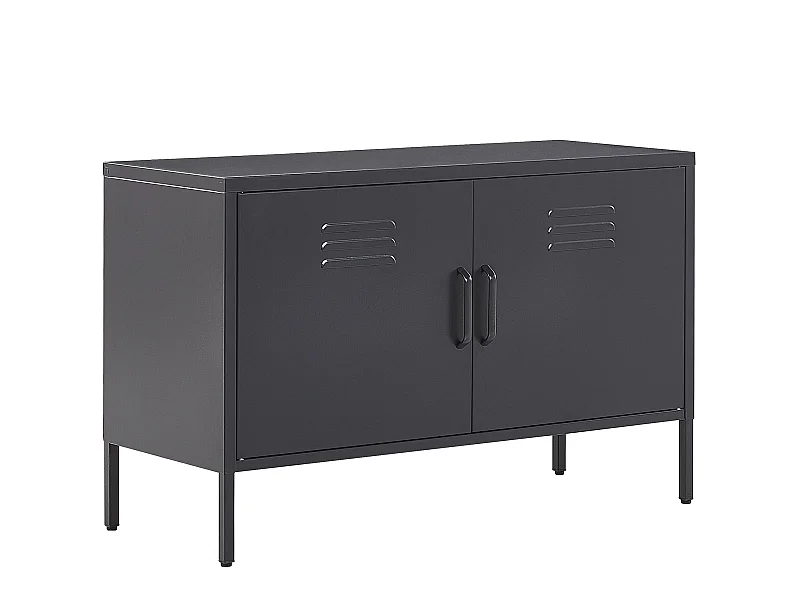 Sideboard 2 Türen 2 Griffe Stahl schwarz herausnehmbarer Regalboden Uria