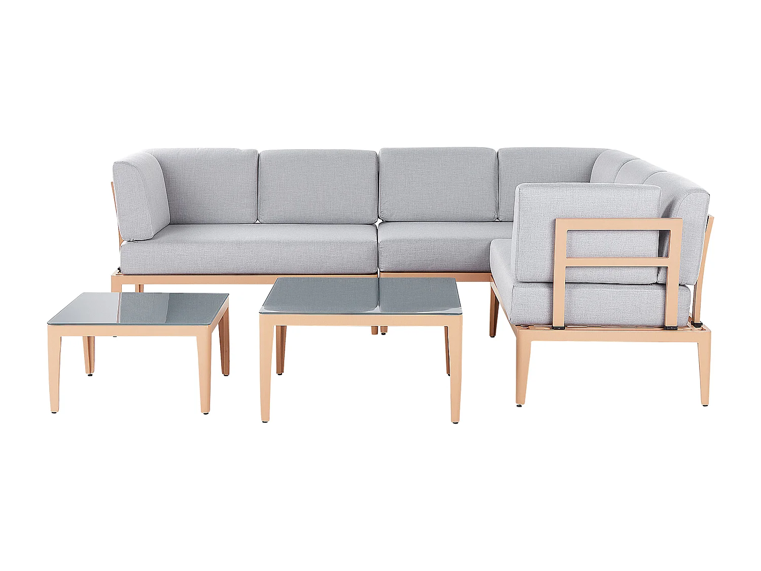 Narożnik ogrodowy ze stolikiem dla 6 osób RIMA III Lewostronny Modułowy Metal Szary