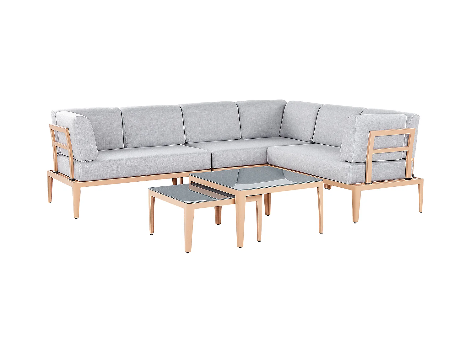 Modernes Outdoor-Lounge-Set Aluminium heller Holzfarbton/grau 6-Sitzer Rima III