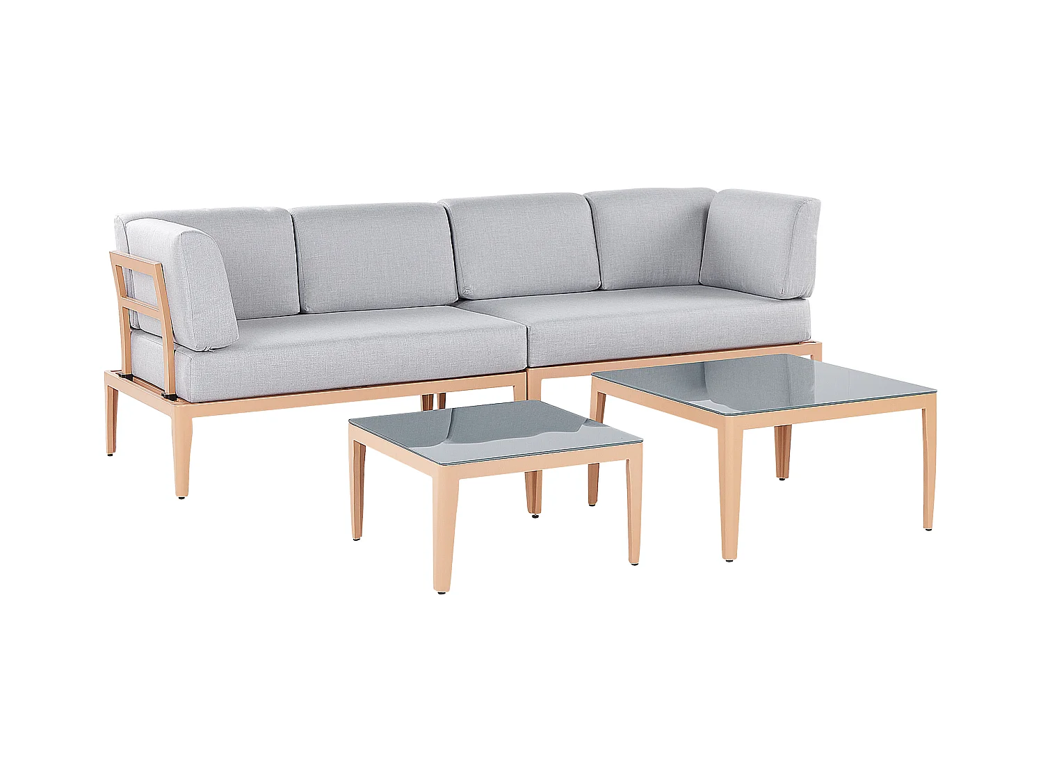 Modernes Outdoor-Lounge-Set Aluminium heller Holzfarbton/grau 6-Sitzer Rima III