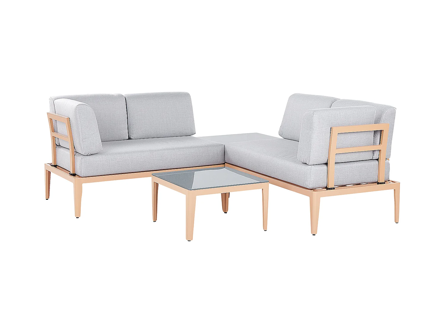 Modernes Outdoor-Lounge-Set Aluminium heller Holzfarbton/grau 6-Sitzer Rima III
