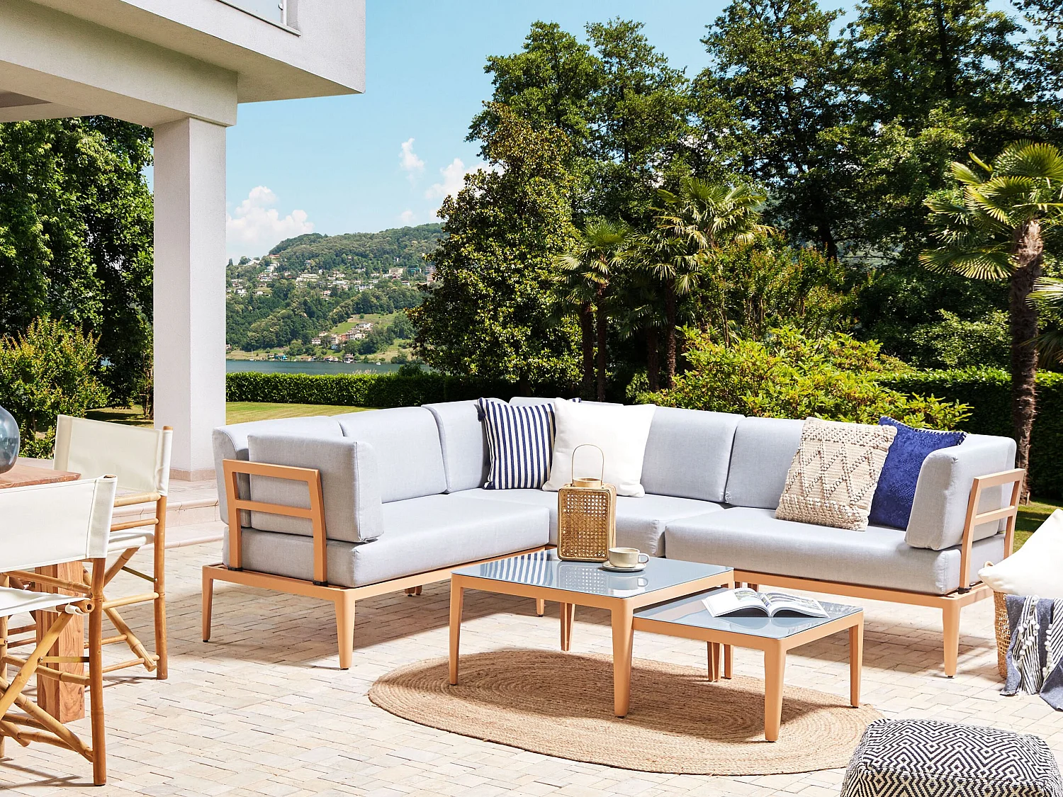 Ensemble de canapés d'angle de jardin 6 places RIMA III Côté droite Métal Gris