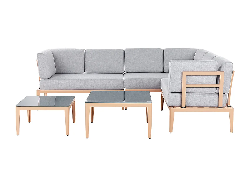 Modernes Outdoor-Lounge-Set Aluminium heller Holzfarbton/grau 6-Sitzer Rima III