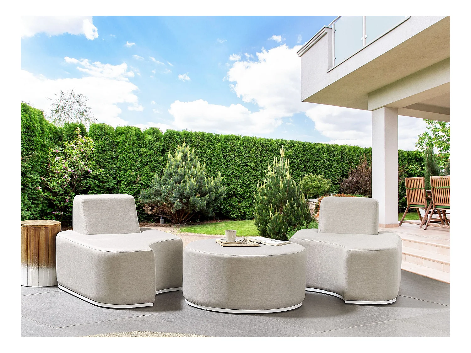 Set da giardino con tavolo 2 posti FABRO Modulare Grigio chiaro