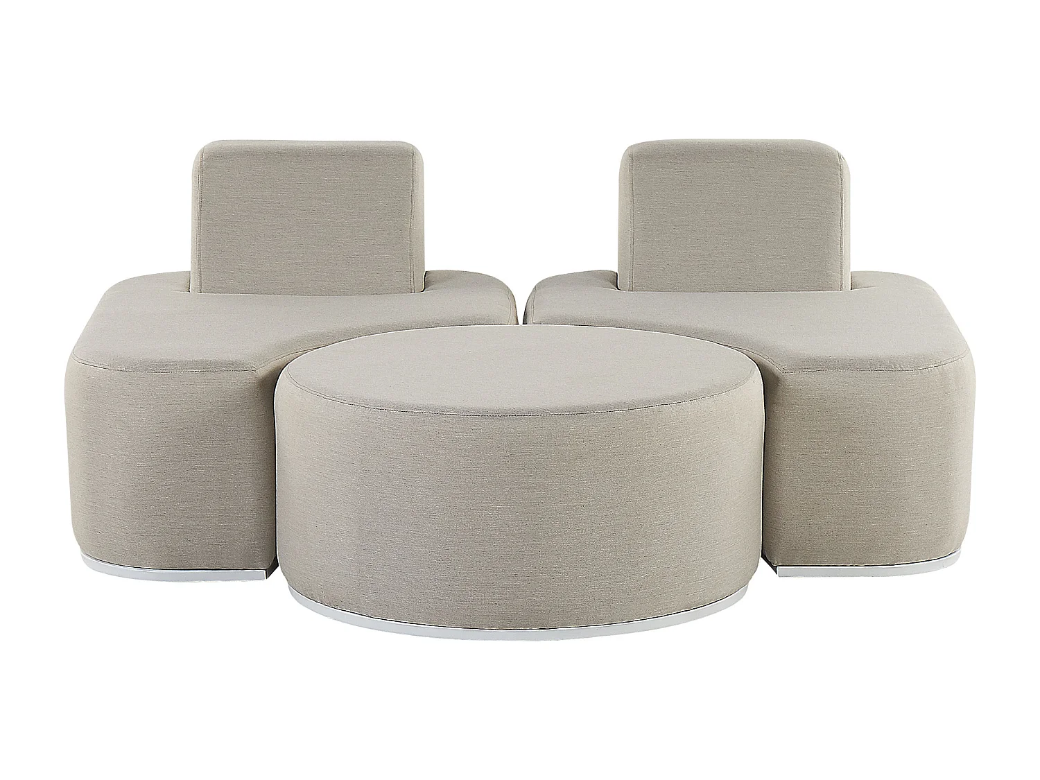 Gartenmöbel Lounge Set Stoff grau 3-teilig zusammenschiebbar Modern Fabro