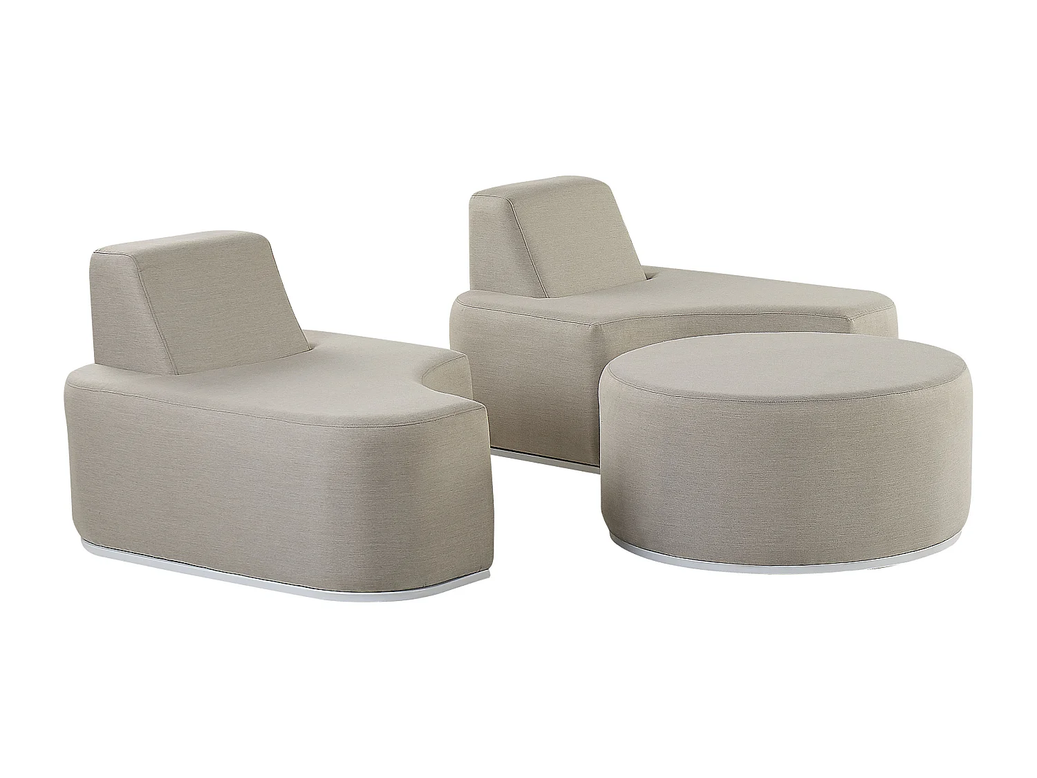 Gartenmöbel Lounge Set Stoff grau 3-teilig zusammenschiebbar Modern Fabro