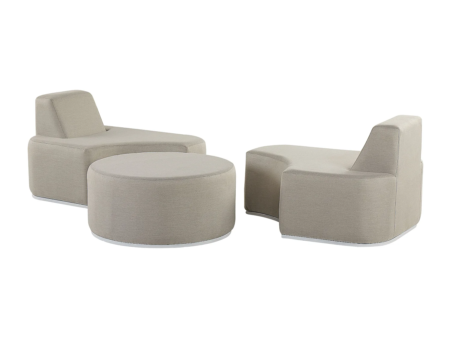 Gartenmöbel Lounge Set Stoff grau 3-teilig zusammenschiebbar Modern Fabro