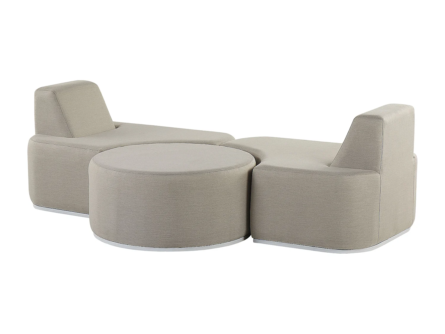 Gartenmöbel Lounge Set Stoff grau 3-teilig zusammenschiebbar Modern Fabro