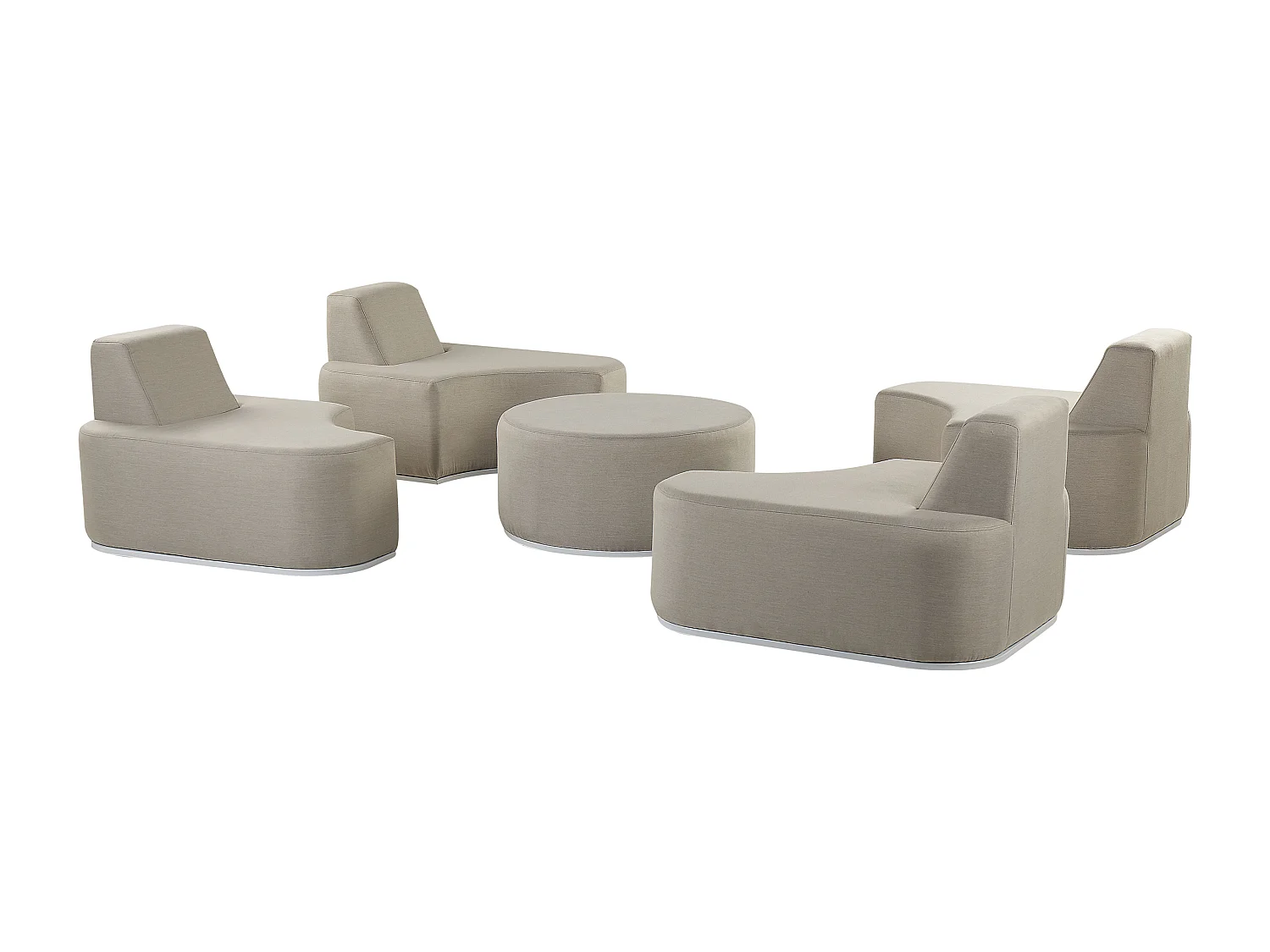 Gartenmöbel Lounge Set Stoff grau 5-teilig zusammenschiebbar Modern Fabro