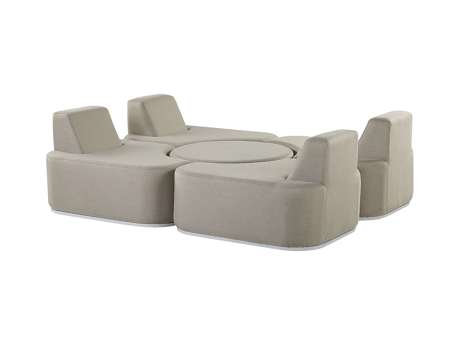 Gartenmöbel Lounge Set Stoff grau 5-teilig zusammenschiebbar Modern Fabro