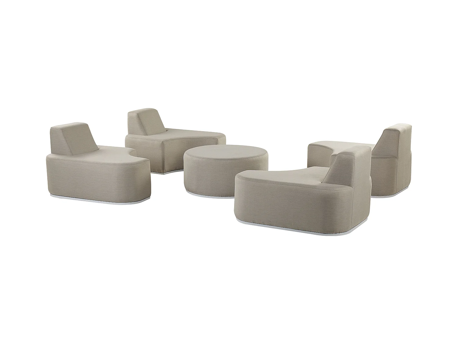 Gartenmöbel Lounge Set Stoff grau 5-teilig zusammenschiebbar Modern Fabro