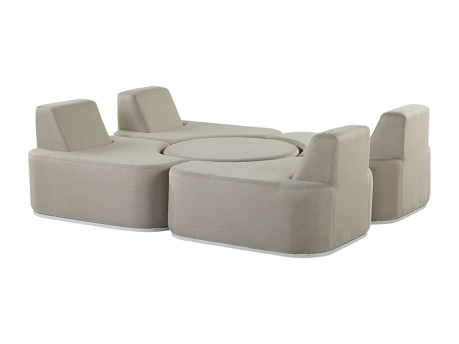 Gartenmöbel Lounge Set Stoff grau 5-teilig zusammenschiebbar Modern Fabro