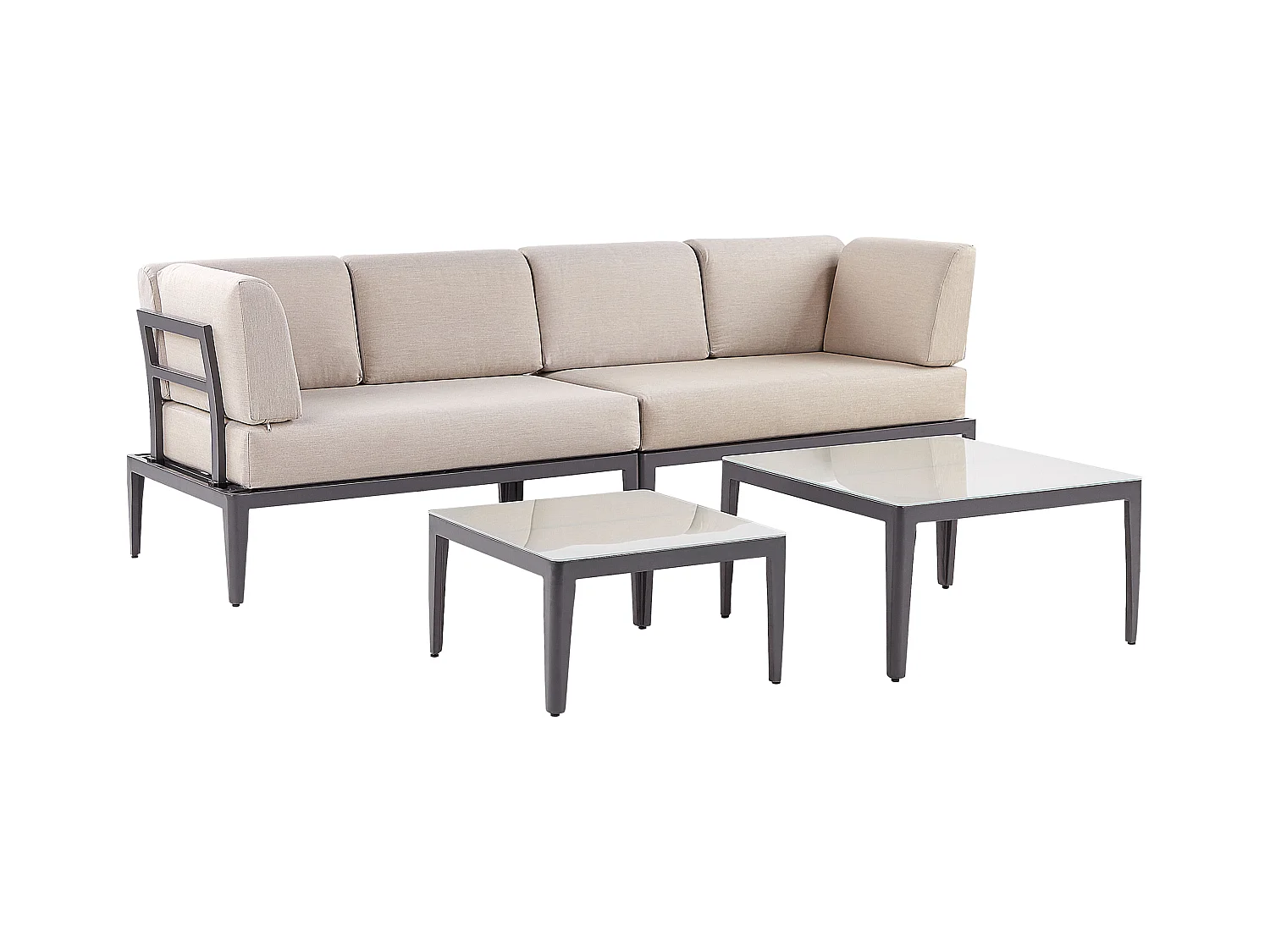 Narożnik ogrodowy ze stolikiem dla 6 osób RIMA III Lewostronny Modułowy Metal Beżowy