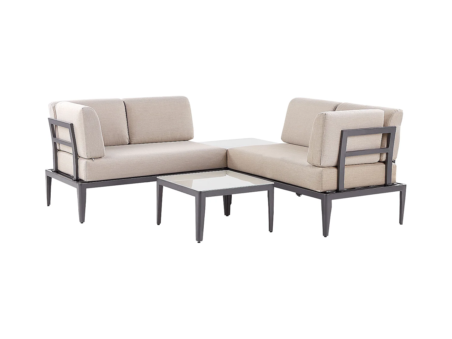 Narożnik ogrodowy ze stolikiem dla 6 osób RIMA III Lewostronny Modułowy Metal Beżowy