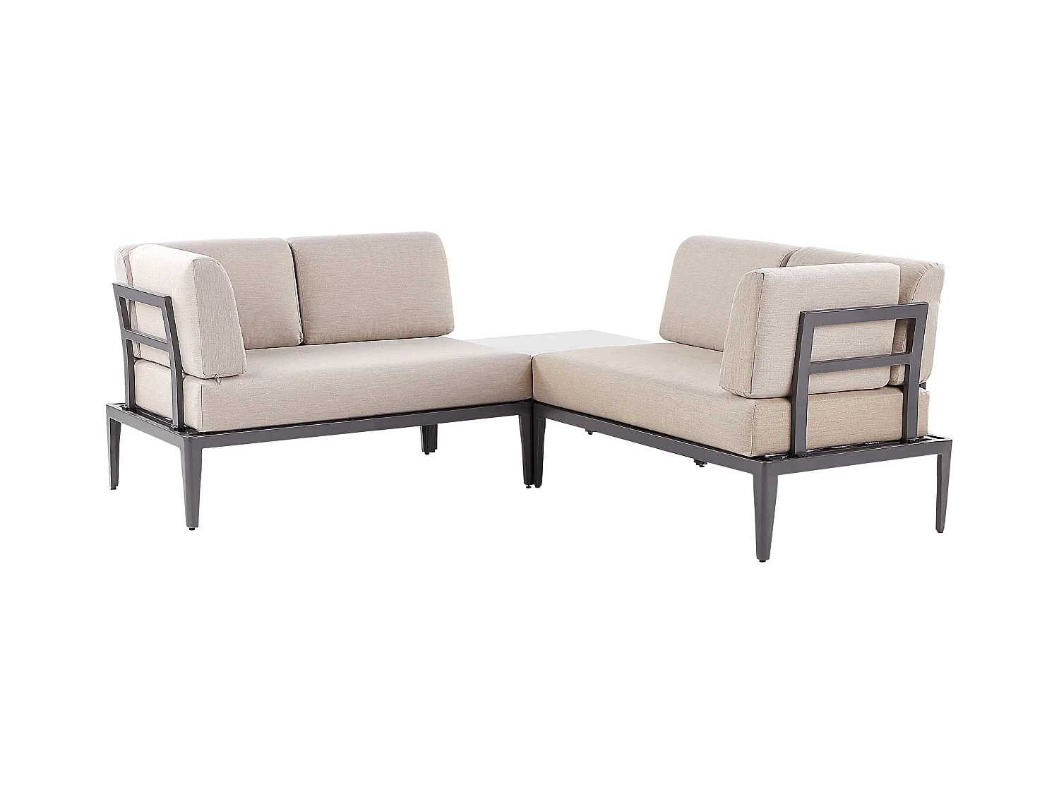 Narożnik ogrodowy ze stolikiem dla 6 osób RIMA III Lewostronny Modułowy Metal Beżowy