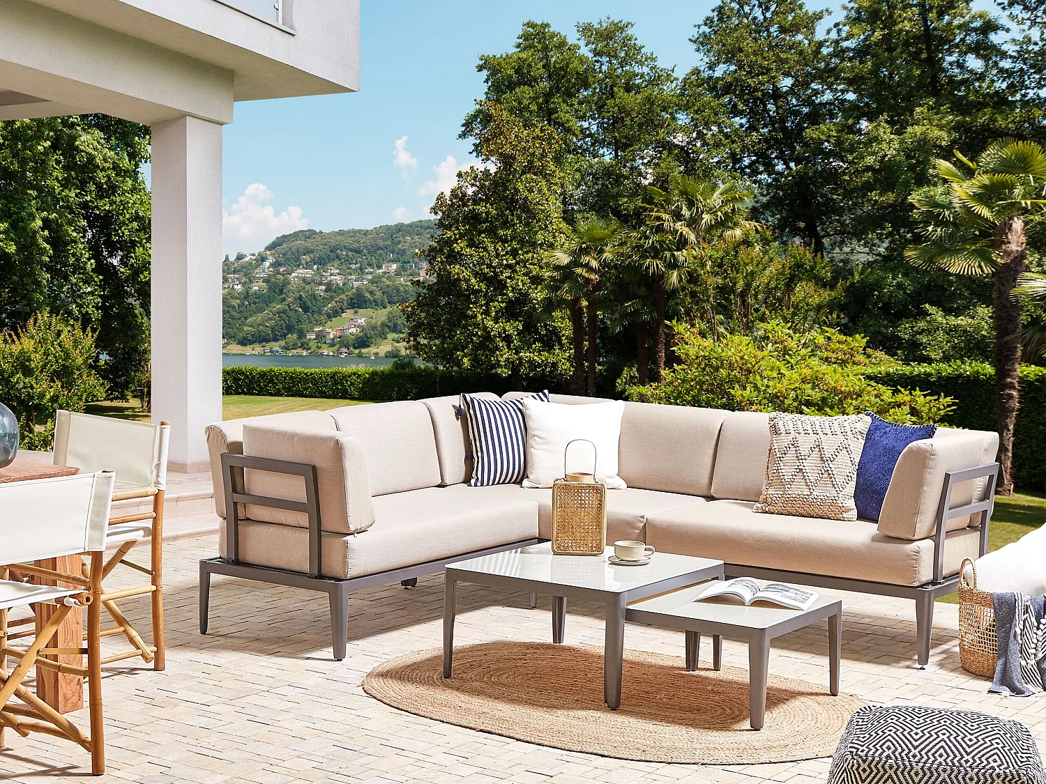 Ensemble de canapés d'angle de jardin 6 places RIMA III Côté gauche Métal Beige