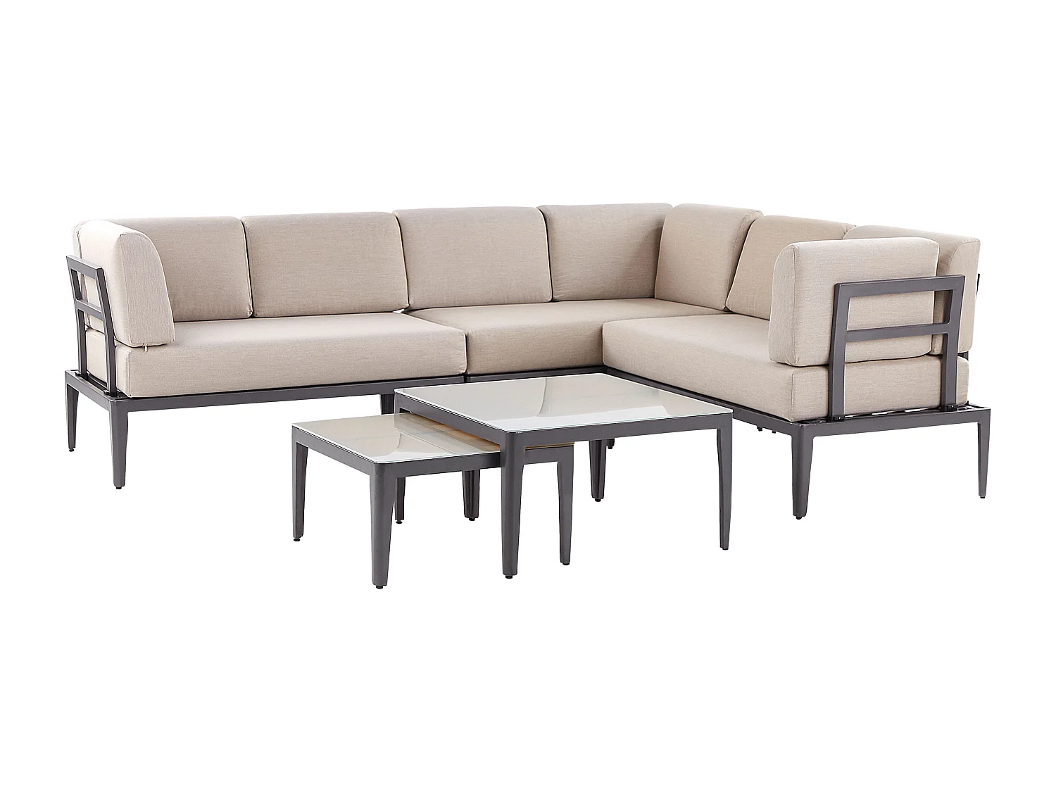 Ensemble de canapés d'angle de jardin 6 places RIMA III Côté gauche Métal Beige