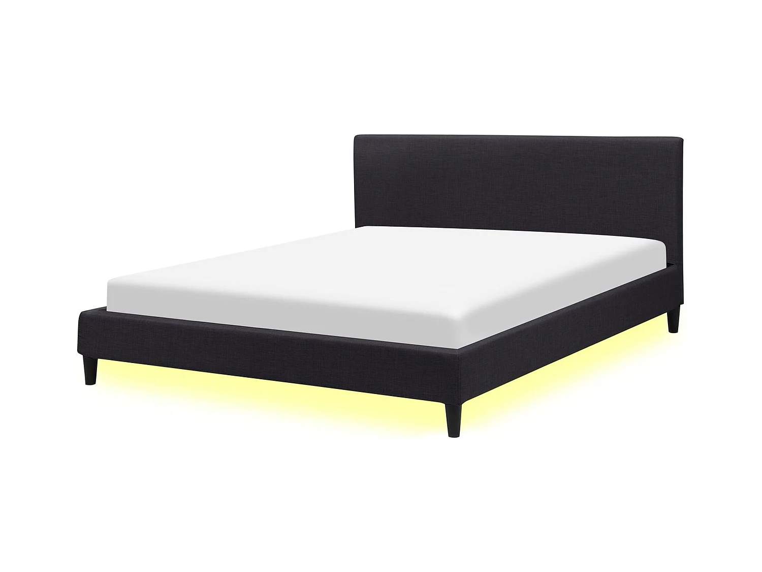Lit avec LED Tissu FITOU 160 x 200 cm Noir