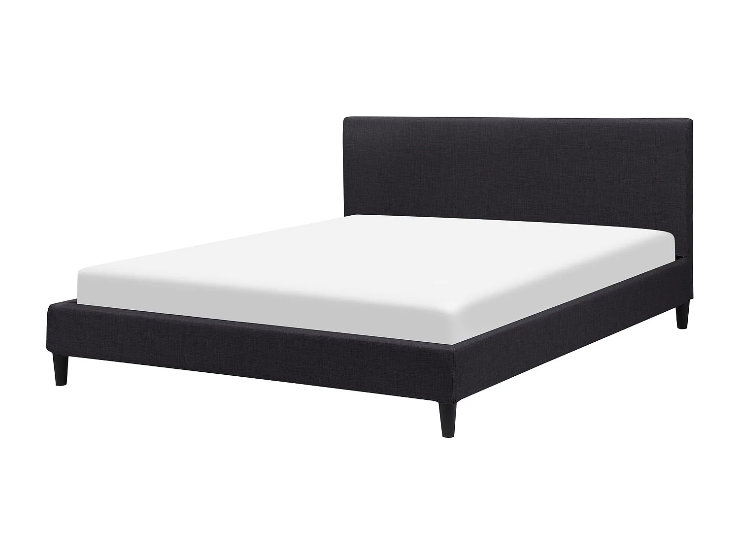 Doppelbett schwarz LED-Beleuchtung Ehebett Klassisch mit Leinenoptik Fitou