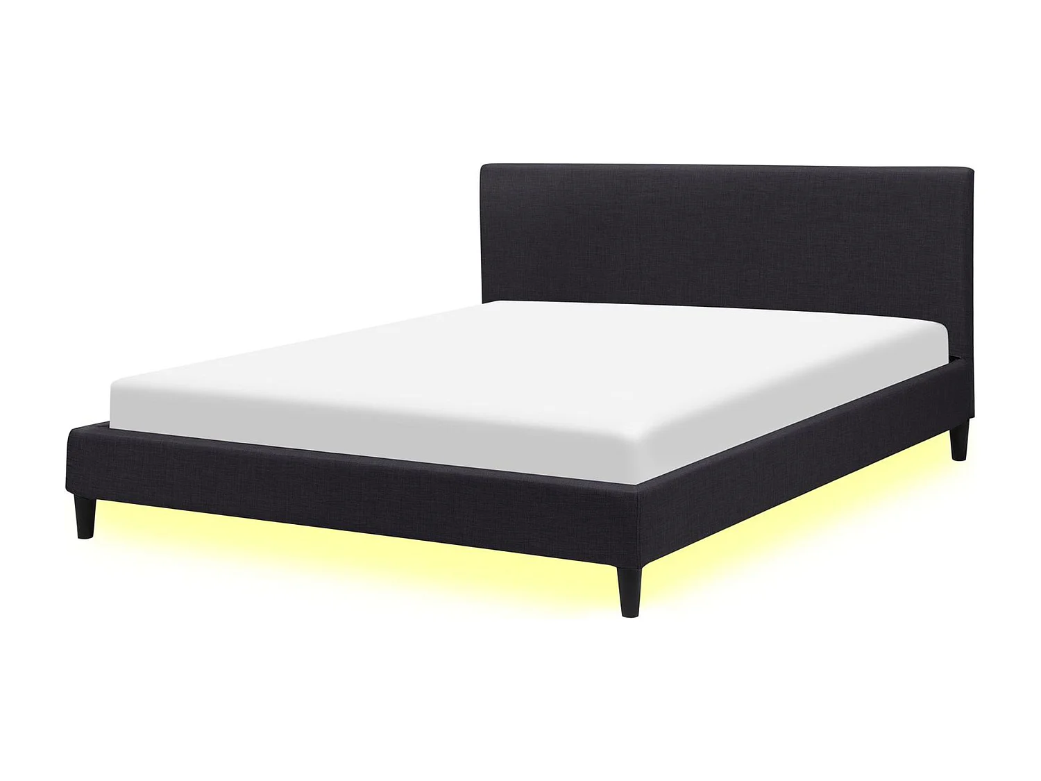 Bed met LED-verlichting Stof FITOU 160 x 200 cm Zwart