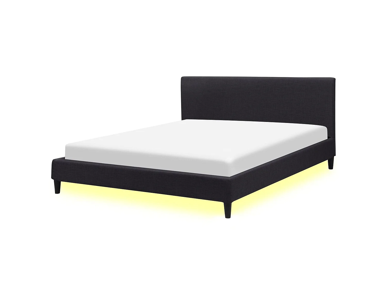 Bed with LED Fabric FITOU 160 x 200 cm (EU King Size) Black
