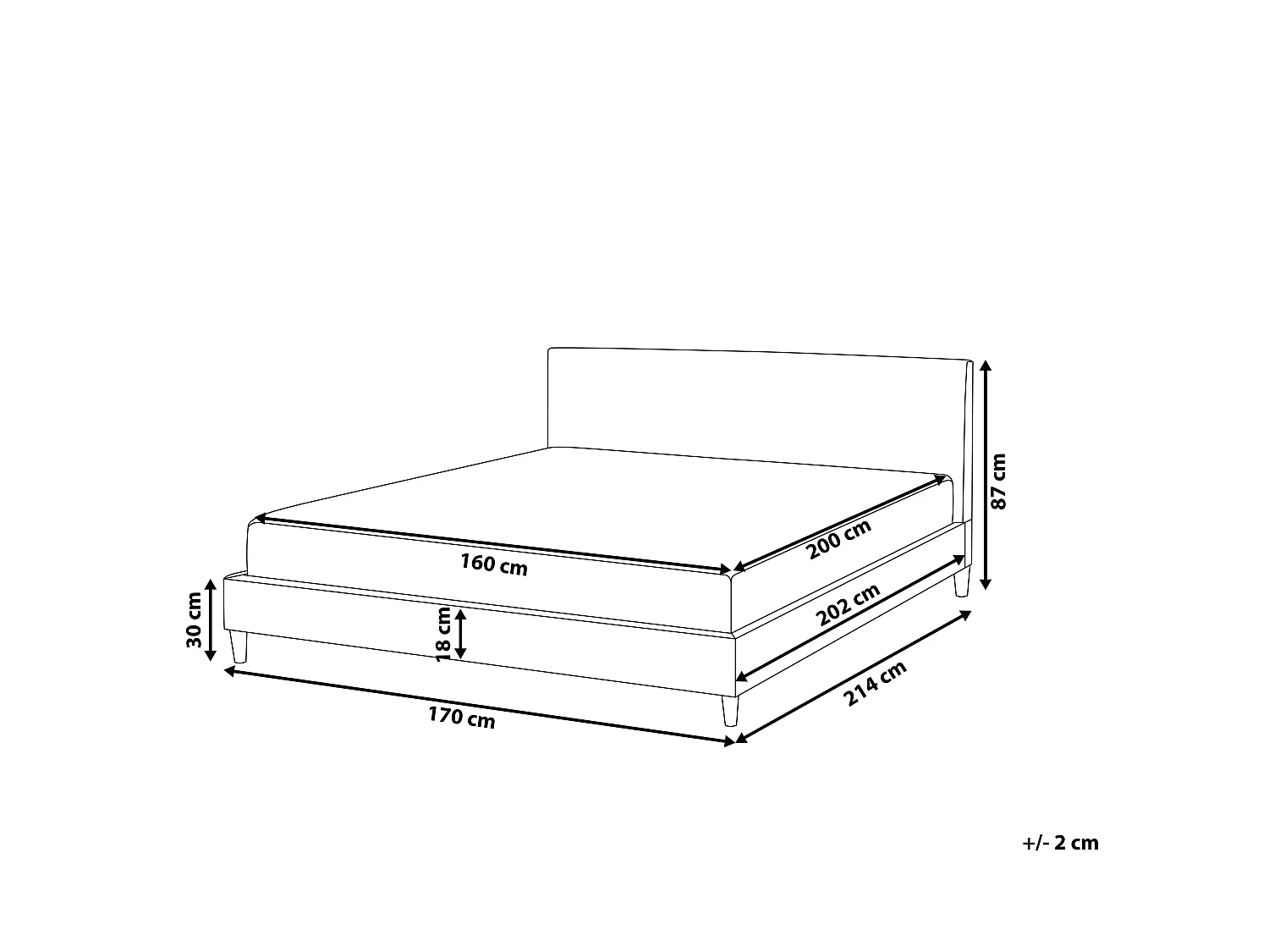Bed with LED Fabric FITOU 160 x 200 cm (EU King Size) Black