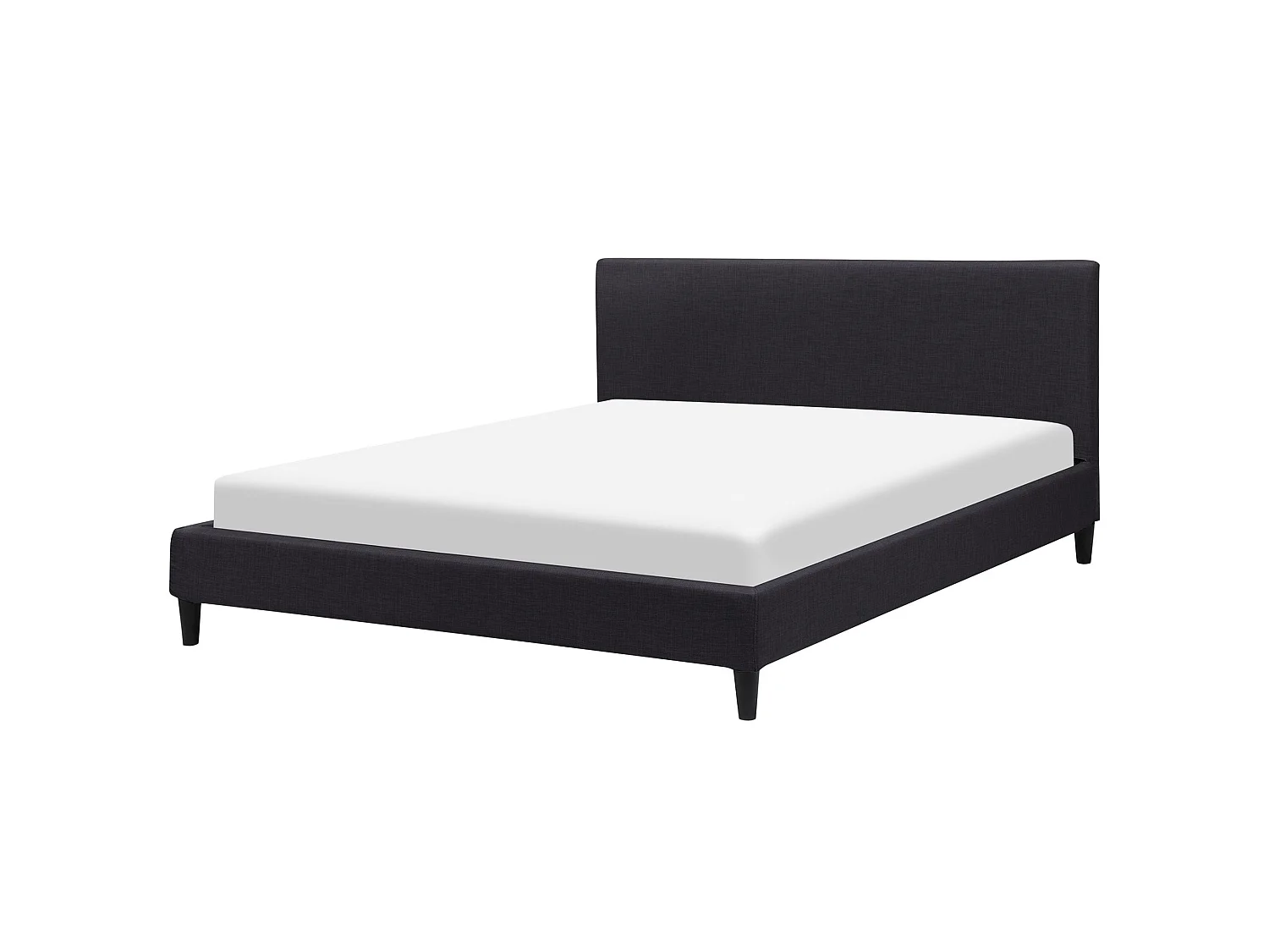 Bed with LED Fabric FITOU 160 x 200 cm (EU King Size) Black