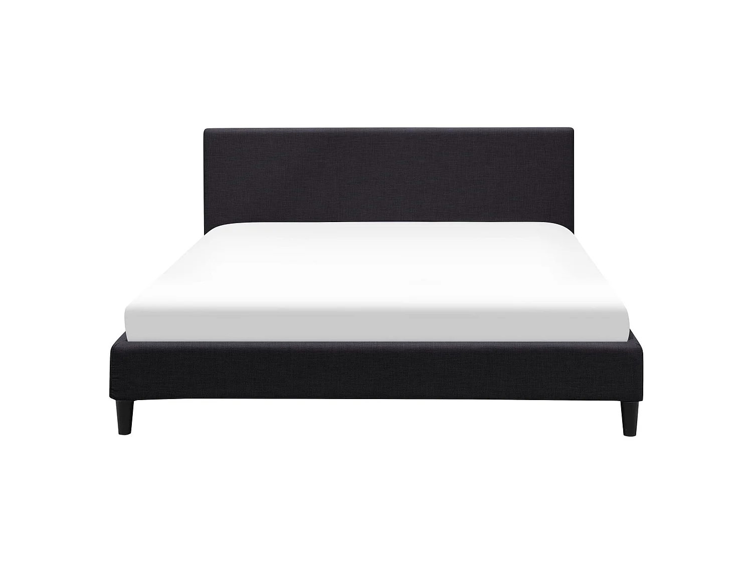 Bed with LED Fabric FITOU 160 x 200 cm (EU King Size) Black